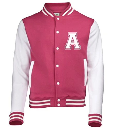 Personalized | 7-8 years | Fuchsia | Varsity | college | baseball jacket with name on back and initial on front.