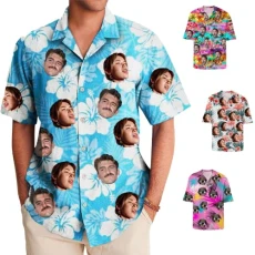 Personalized Funny Hawaiian Shirts for Men Custom Shirt with Faces Custom Husband Photo Men'