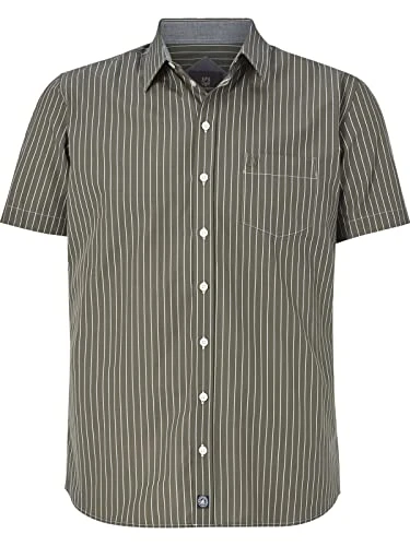 Perttu Men's Short-Sleeved Striped Shirt, olive, 4XL