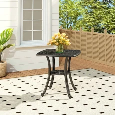 Petal Design Square Black Cast Aluminum Garden Table