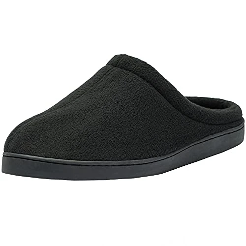 Peter Mens Memory Foam Wide Fleece Clog Slippers Slip On House Shoes Black 16 W US