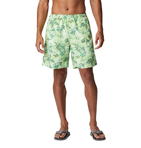 PFG Men’s Super Backcast Water Shorts, Quick Dry, Sun Protection, Lime Glow Martini Marlin Print, 