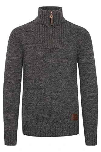 Philostrate Men's Jumper Chunky Knit Pullover Troyer Made of 100% Cotton with Zipper, Size:M, Colour