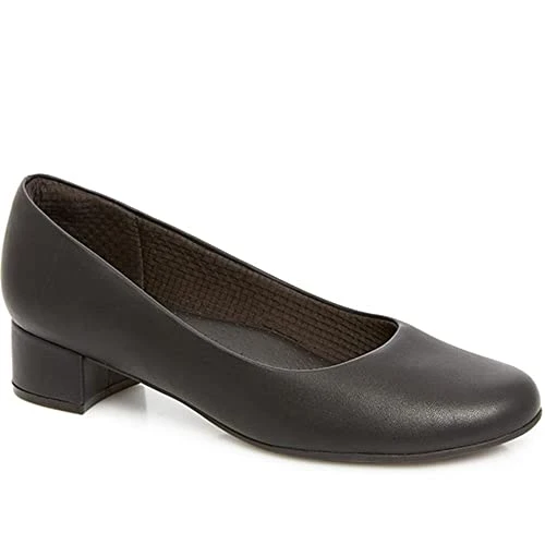 Piccadilly Ladies Block Heel Court Shoes in Black - Boosted Height - Ultimate Comfort for Work & For