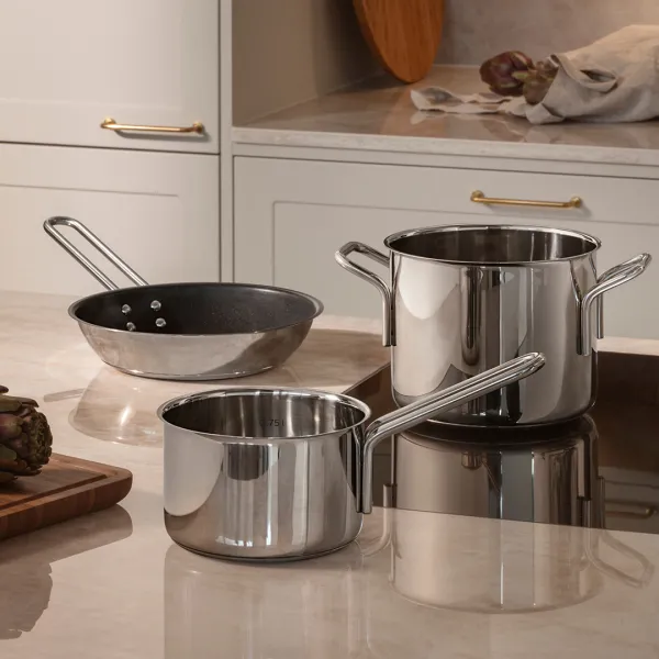 Piece Stainless Steel Cookware Set with Non Stick Frying Pan - Multi