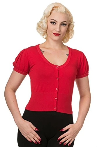 Pin Up Short Sleeve Classic Cardigan Red