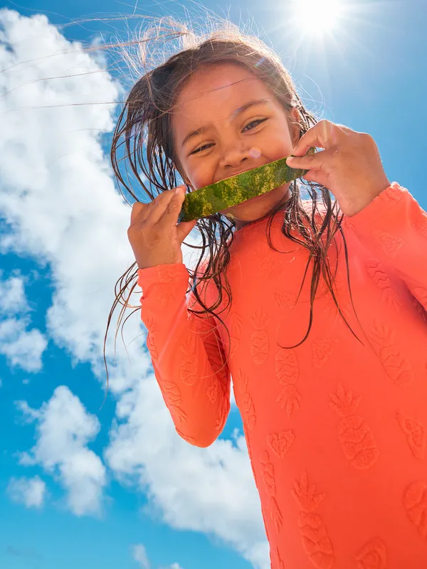 Pineapple Pop - Long Sleeves One-Piece Rashguard For Girls -