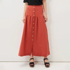 Pink Alessia Linen Maxi Skirt