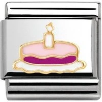 Pink Cake & Candle Charm - Enamel