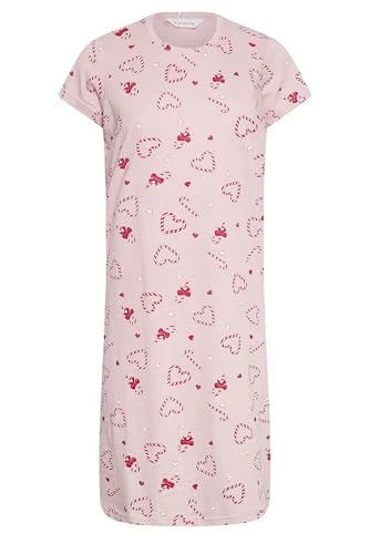 Pink Candy Cane Heart Print Nightdress Petite