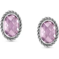 Pink CZ Silver Earrings