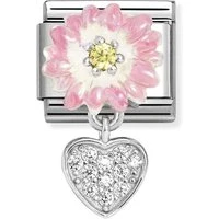 Pink Daisy With Heart Charm