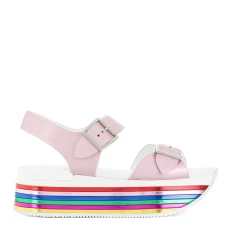 Pink Double Buckled Platform Sandals