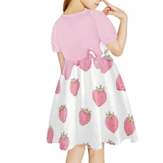 Pink Dresses for Girls 6 Years Cute Milk Strawberry Midi Dress Summer Party Favor Dresses Knee Long Dress Skirts Pink Dresses for Girls 6 Years Cute Milk Strawberry Midi Dress Summer Party Favor Dresses Knee Long Dress Skirts