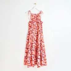 Pink Fantasize Printed Strappy Midi Dress