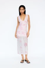 Pink Floral Midi Dress