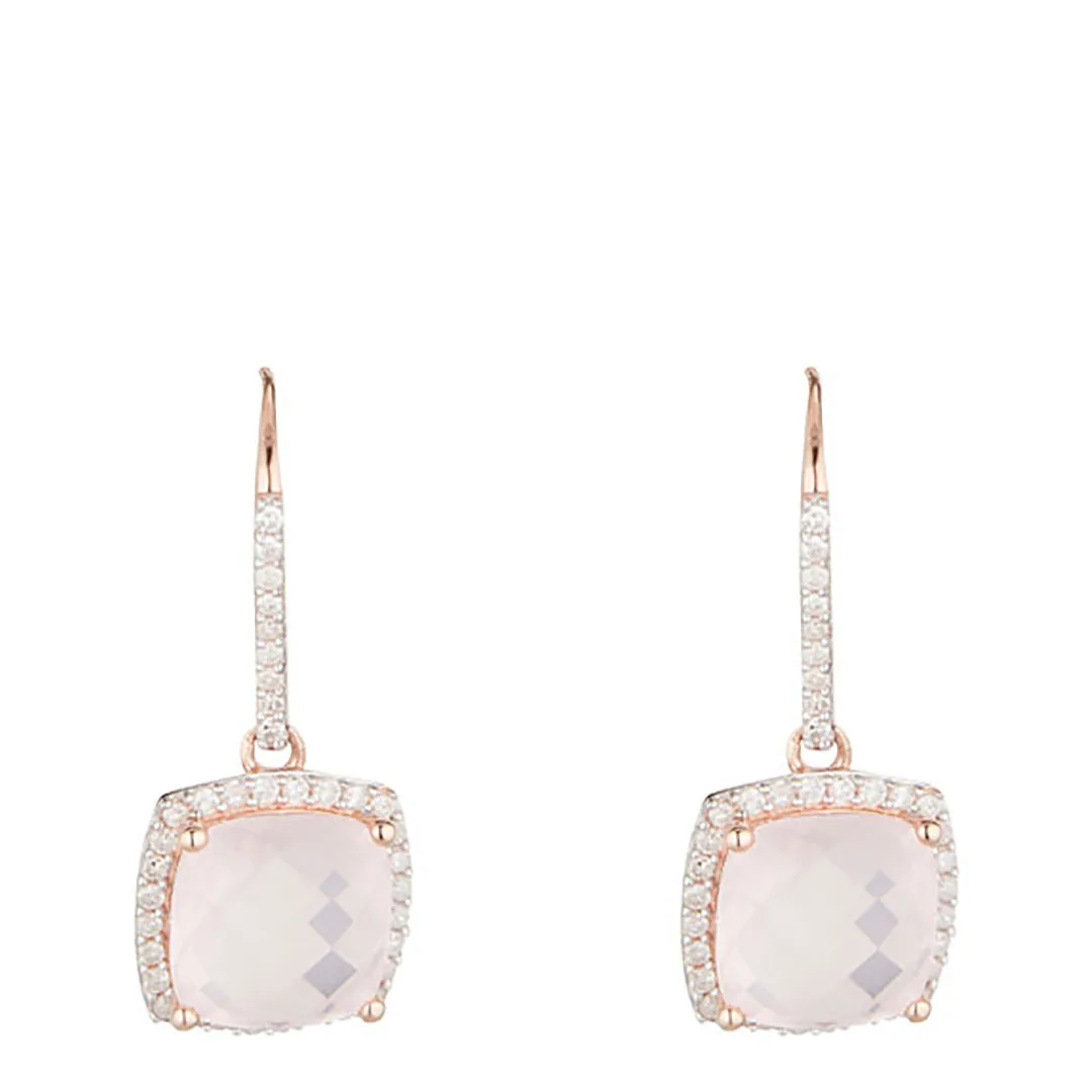 Pink Gold Quartz Rose Stone Earrings