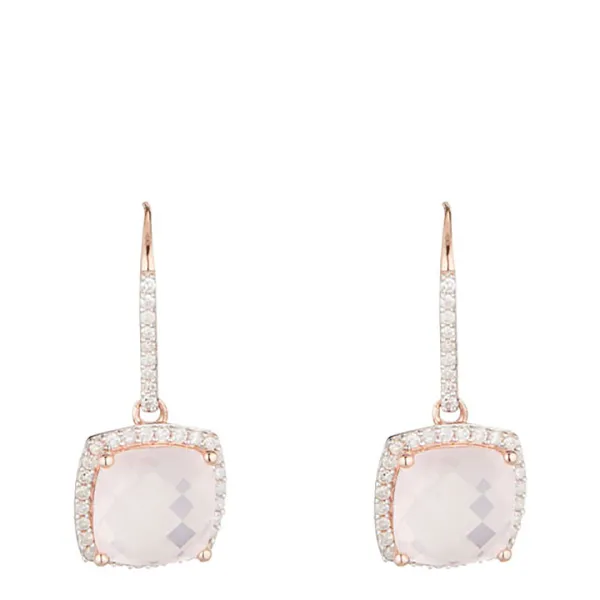 Pink Gold Quartz Rose Stone Earrings