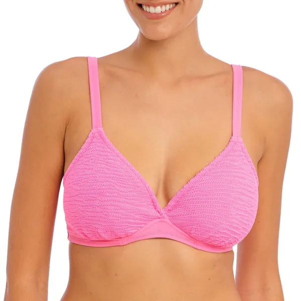 Pink Ibiza Waves Plunge Bikini Top - Pink