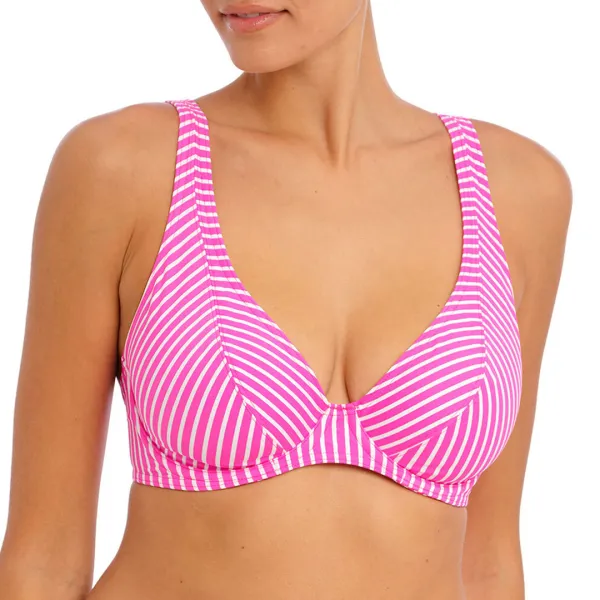 Pink Jewel Cove High Apex Bikini Top - Pink