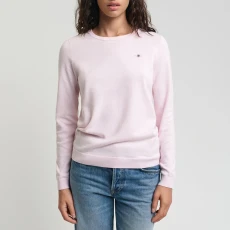 Pink Knitted Cotton Crew Neck Jumper