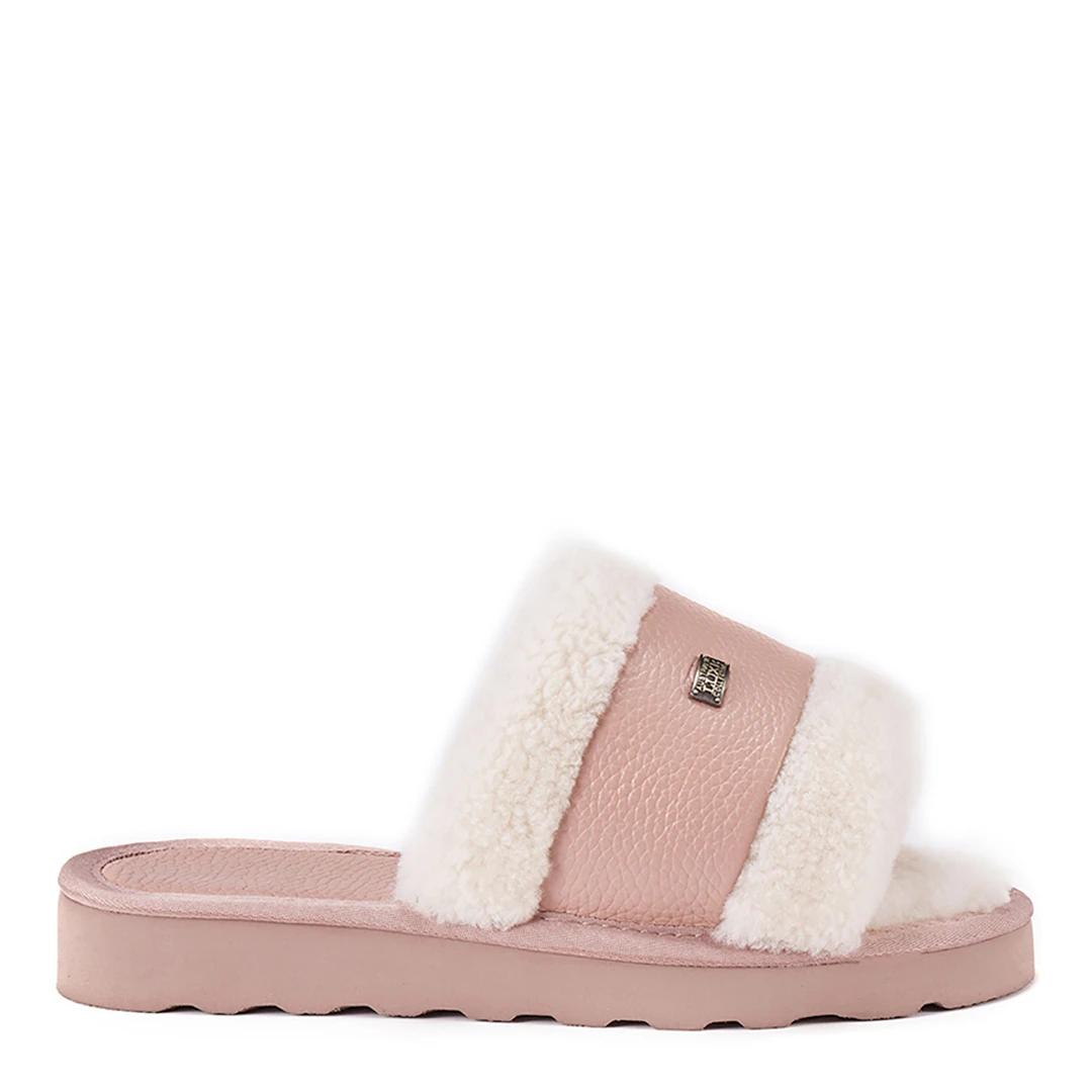 Pink Muchas Faux Fur Sheepskin Slide Slipper