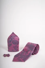 Pink Paisley Print Tie set- Tie, pock square, cufflinks Pink Paisley Print Tie set- Tie, pock square, cufflinks