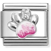 Pink Paw White Crystal Charm