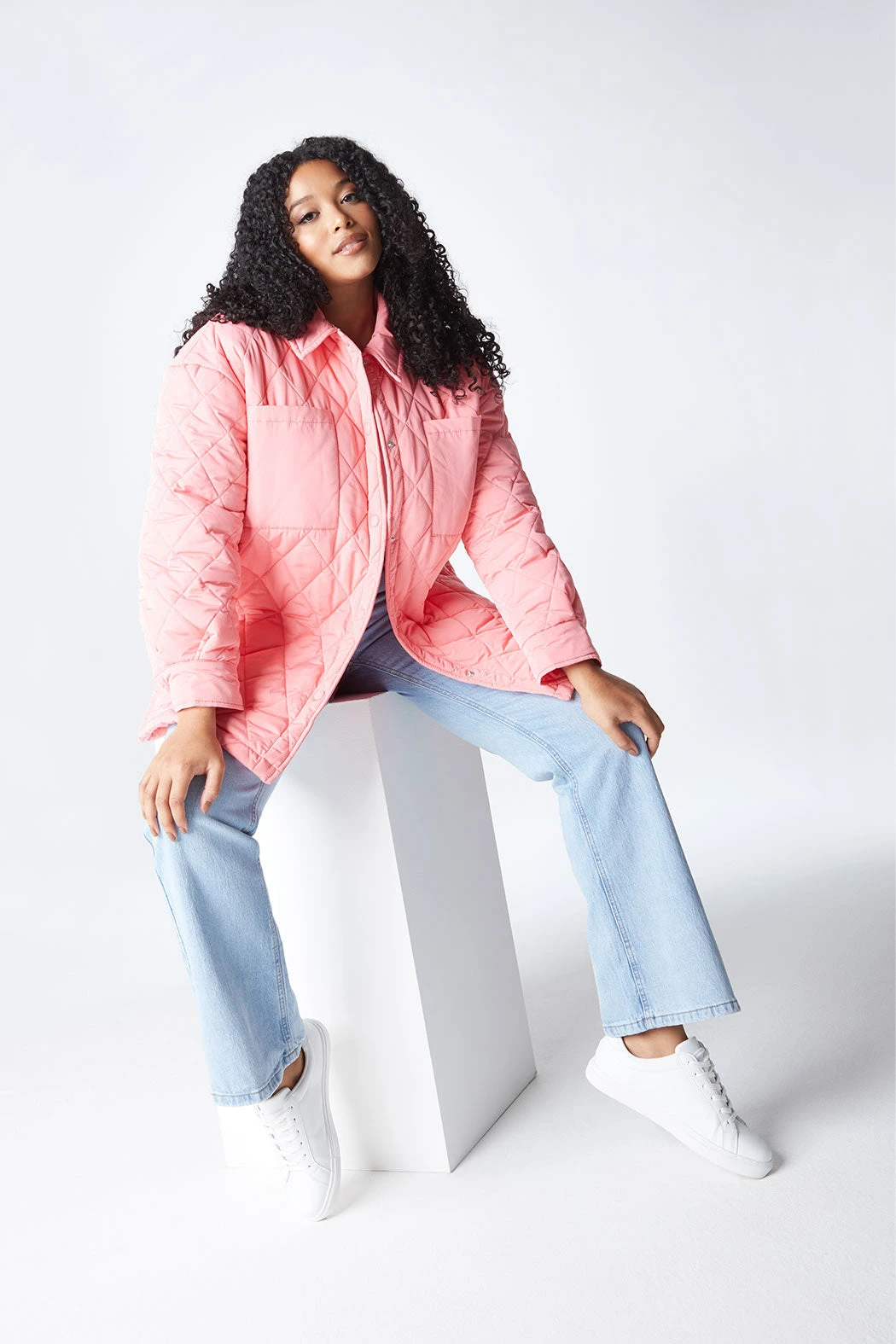 Pink Quilted Shacket /