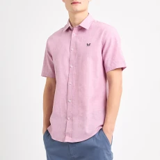Pink Short Sleeve Linen Blend Shirt ulti