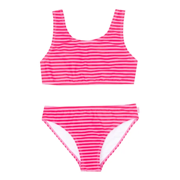 Pink Strip Teen Scoop Bikini Set