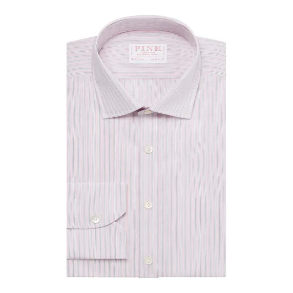 Pink Stripe Classic Fit Cotton Shirt - Pink