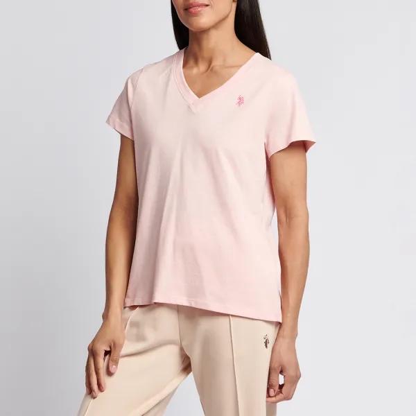 Pink V-Neck Cotton Tee