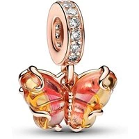 Pink & Yellow Murano Glass Butterfly Dangle Charm