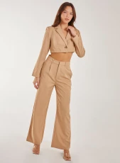 Pinstripe Cropped Blazer tone - Stone
