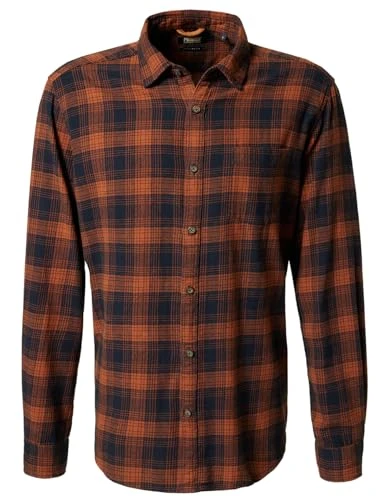 Pioneer P1 40127.0000.8917 Long Sleeve Flannel Navy/Rust Checked, brown, XXL