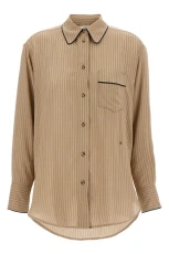 Piping Detail Pyjama shirt Brown Size UK