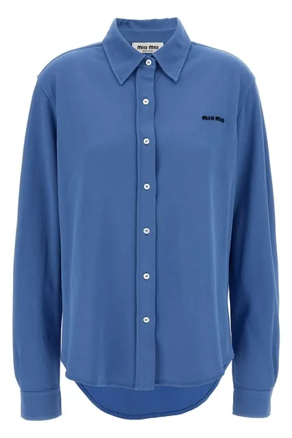 Piqu cotton shirt - Light Blue