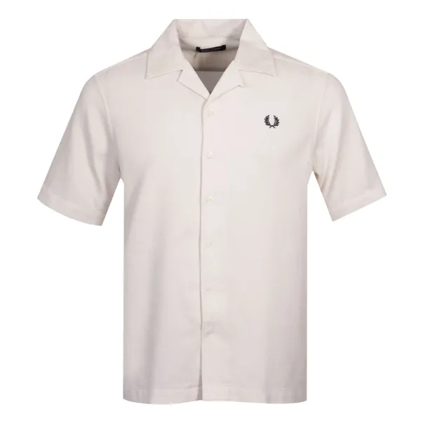 Pique Texture Revere Collar Short Sleeve Shirt