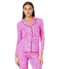 Pj Knit Long Sleeve Button-Up Top, Cerise Pink Pinkie Promises, XXS