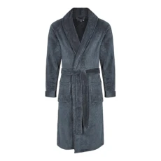 Plain Dressing Gown Long Sleeve Belted Robe Casual Mens Knightsbridge (UK, Alpha, XL, Regular, Regular, Grey)