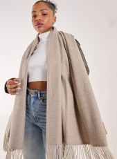 Plain Fluffy Scarf - ONE - TAUPE