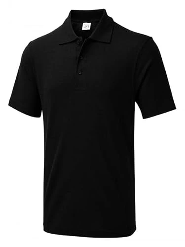 Plain Polo Shirt Olympic Workwear Casual Uniform Party Wear Multi-Colours Unisex Adults Gift Polo Top (Black, M, m)