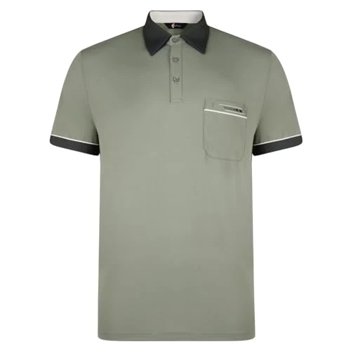 Plain Polo Shirt with Contrasting Collar and Piping (X-Large, Sage)