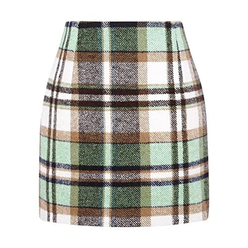 Plate Skirt Women's Elegant Ladies Midi Skirt with Salad Trim, Solid High Waisted Pencil Skirts for Older Women, Green, XXL
