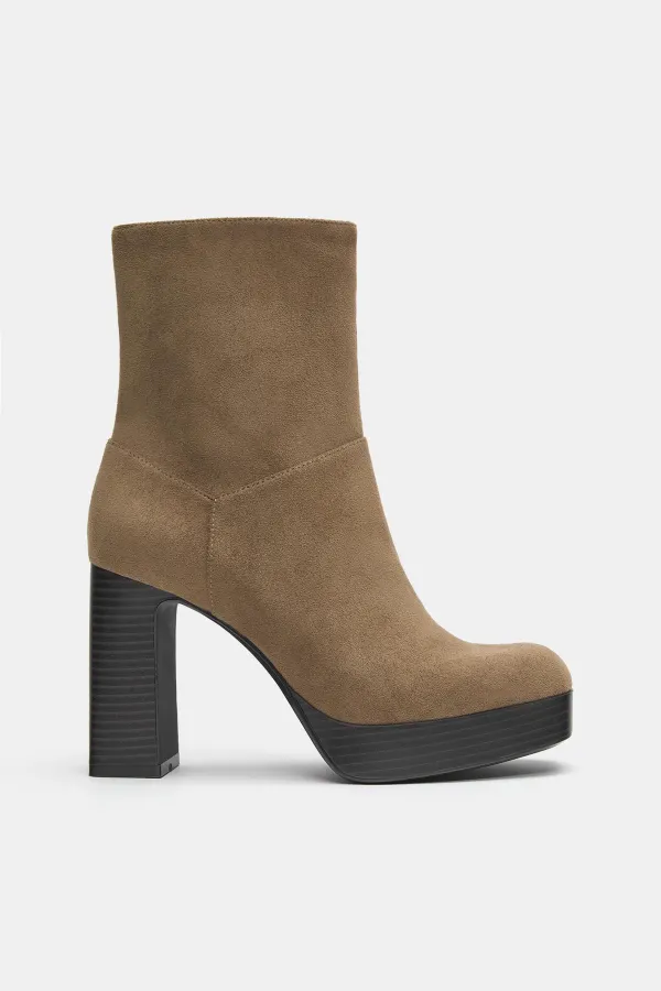 Platform High-Heel Ankle Boots - Leather