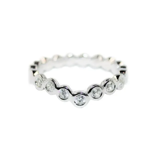 Platinum Dotty Wishbone Ring - 021CT