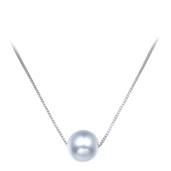 Platinum Plated Pearl Necklace - Silver