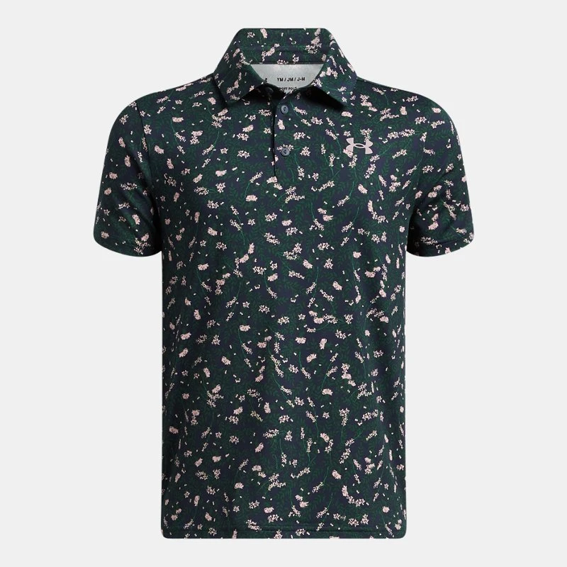 Playoff Printed Boys Polo Midnight Navy / Forest Green / Tetra Gray YSM ( 54 in) - Blue