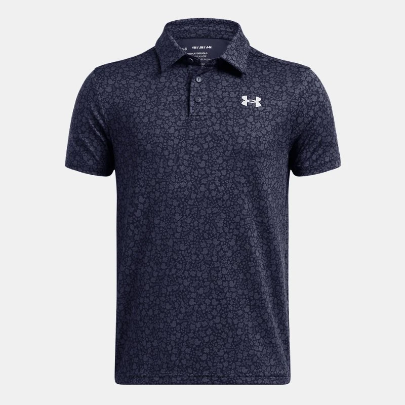 Playoff Printed Boys Polo Midnight Navy / Halo Gray YLG (59 in) - Blue